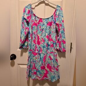 Lilly Pulitzer Lana Skort Romper Raz Berry Lobsters in Love Medium